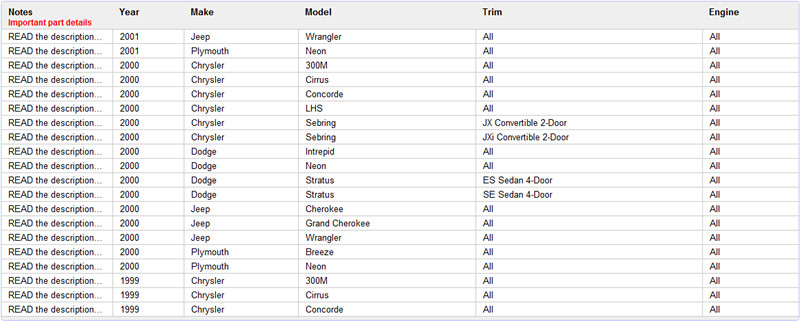 Chrysler Dodge Jeep Transponder key Chip support list 7