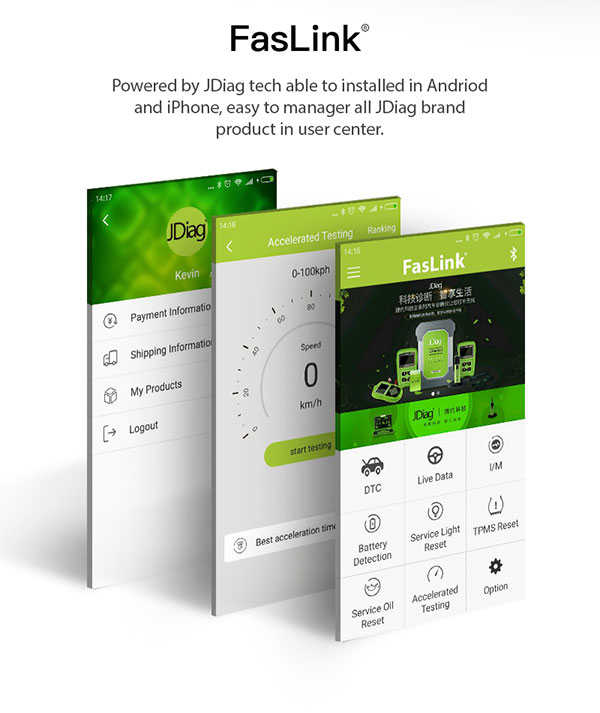 JDiag Faslink M1 Bluetooth OBDII Diagnostic Scanner