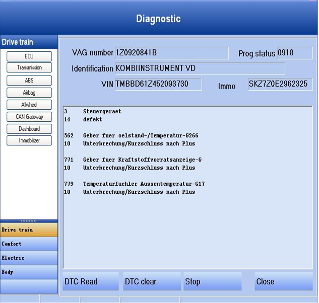 VAG DASH CAN Diagnostic