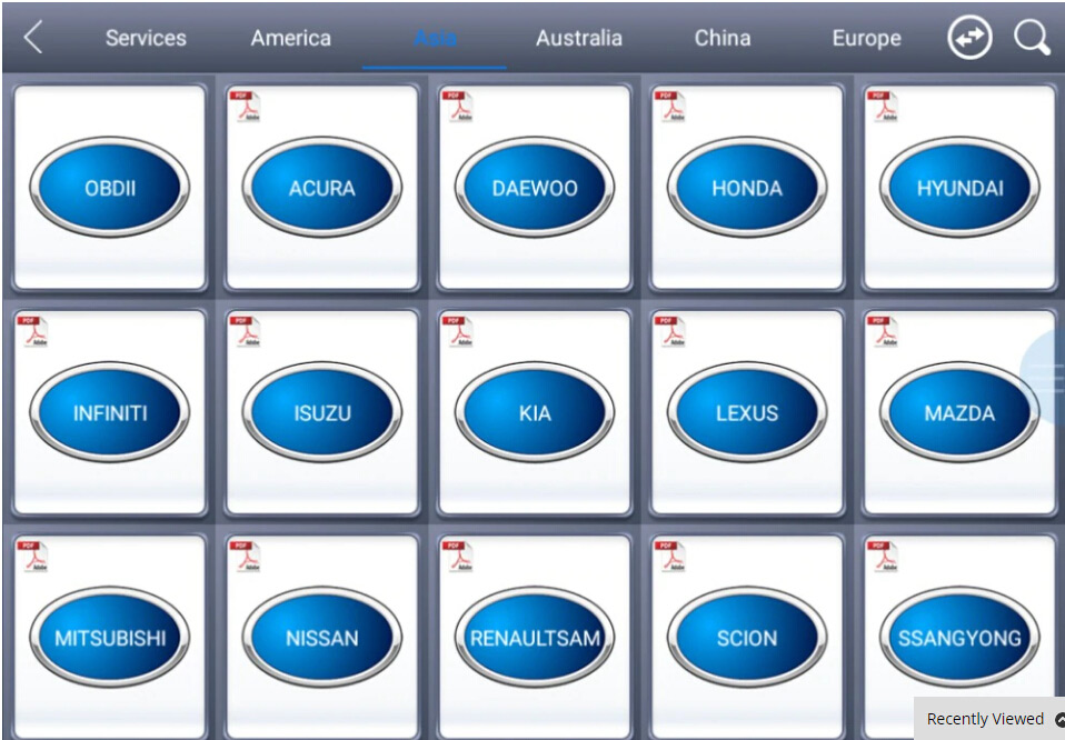 XTOOL A80 H6 Asian Car List