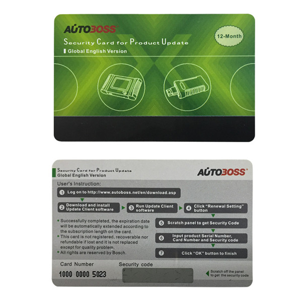 images of Autoboss V30/V30 Elite Security Card for One Year Online Update Global Version