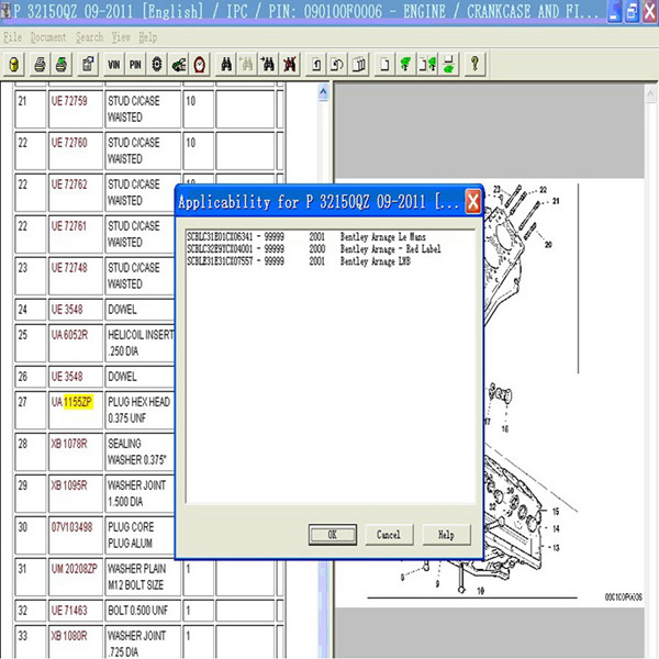 images of IETIS For Bentley Car Repair Information Accessories Catalog System