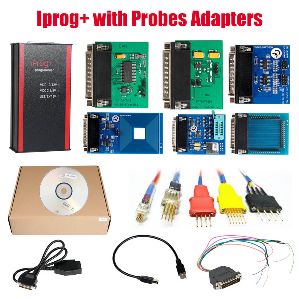 images of V83 Iprog+ Pro Programmer with Probes Adapters for in-circuit ECU Free Shipping