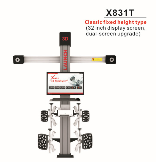 images of Original LAUNCH X831T 3D 4-Post Car Alignment Lifts Platform Classic Fixed Height Type 32inch Display Screen Dual-Screen Upgrade