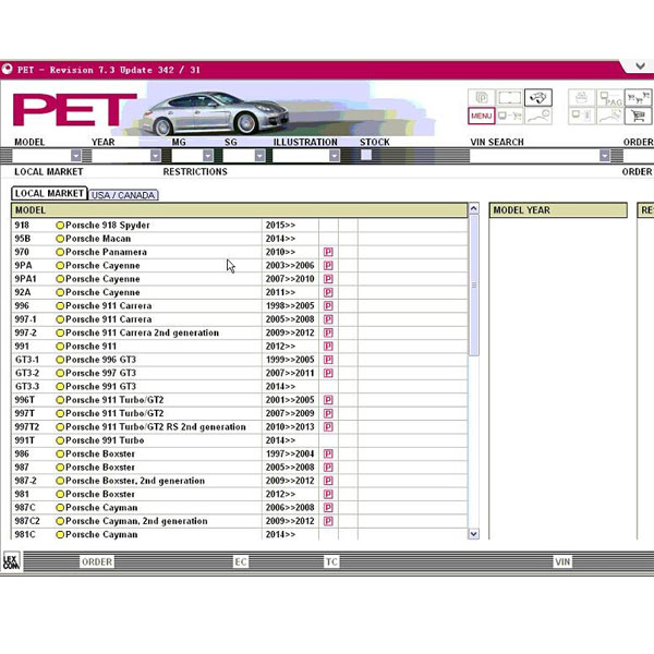 images of 2015.07V Spare Parts Catalog for Porsche Cars PET 7.3