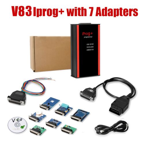 V83 Iprog+ Pro with 7 Adapters Support IMMO + Mileage Correction + Airbag Reset