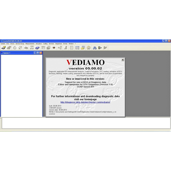 images of Vediamo V05.00.05 Development and Engineering Software for MB SD C4 Suitable for All Serial Numbers Not Including Database