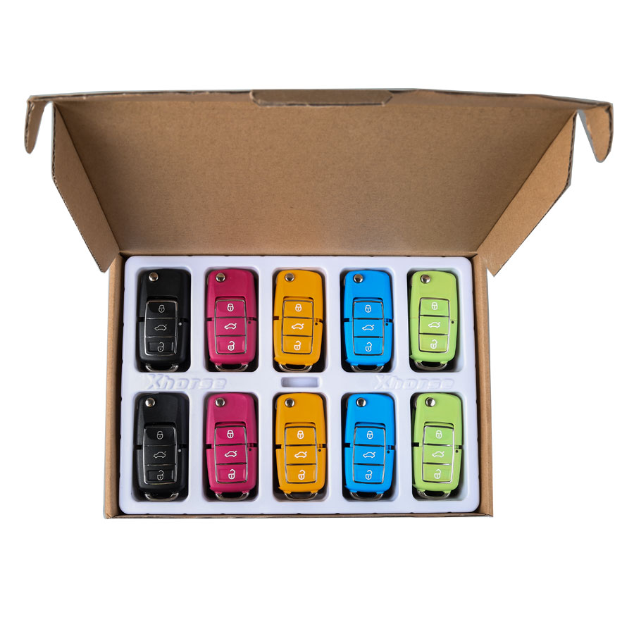 images of 10pcs XHORSE VVDI2 Volkswagen B5 Type Color Special Remote Key 3 Buttons (in Black, Red, Yellow, Blue and Green)